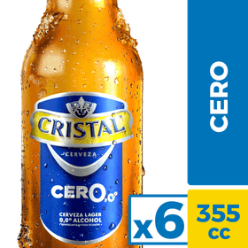 Pack 6 un. Cerveza Cristal Lager Sin alcohol 355 cc