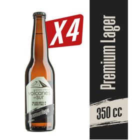 Pack 4 un. Cerveza Volcanes del Sur Premium Lager 4.6° 350 cc