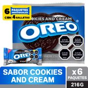 Pack Galletas Oreo Sabor Cookies & Cream 36 g 6 un.