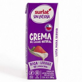 Crema Sin Lactosa Surlat Minibrik 15% Materia Grasa 200 ml