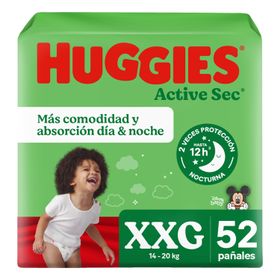 Pañales Huggies Active Sec Talla XXG 52 un.