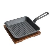 Mini Grill Hierro Fundido con Base Acacia