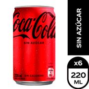 Pack 6 un. Bebida Coca-Cola Zero Mini Lata 220 cc