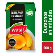 Duraznos Mitades Wasil 220 g drenado, 500 g neto