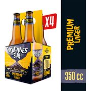 Pack 4 un. Cerveza Volcanes del Sur Premium Lager 4.6° 350 cc