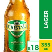 Pack 18 un. Cerveza Cristal Lager 4.6° 355 cc