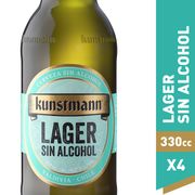 Pack 4 un. Cerveza Kunstmann Lager Sin Alcohol 330 cc