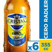 Pack 6 un. Cerveza Cristal Radler Sin Alcohol 355 cc