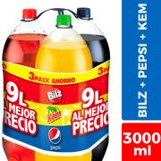 Pack 3 un. Bebidas Bilz + Kem + Pepsi 3 L