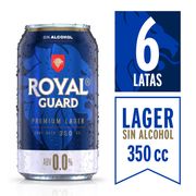 Pack 6 un. Cerveza Royal Guard Premium Lager Sin Alcohol 350 cc