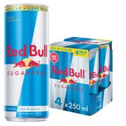 Pack 4 un. Bebida Energética Red Bull Sin Azúcar 250 ml