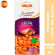 Chocolate de Leche Valor Con Almendras Sin Azúcar 150 g