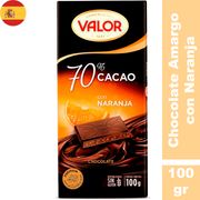 Chocolate Amargo Valor Con Naranja 70% Cacao 100 g