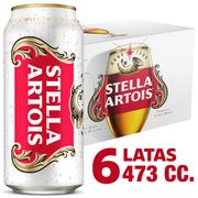 Pack 6 un. Cerveza Stella Artois Lager 4.8° 473 cc