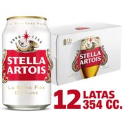 Pack 12 un. Cerveza Stella Artois Lager 5.2° 354 cc