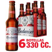 Pack 6 un. Cerveza Budweiser 5.0° 330 cc