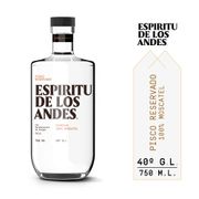 Pisco Espíritu de Los Andes 40° Botella 750 cc