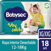 Pañales Pants Babysec Voy Solito Talla XG /XXG 18 un.