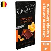 Chocolate Amargo Cachet Con Naranja y Almendra 100 g