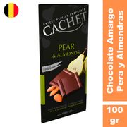 Chocolate Amargo Cachet Con Pera y Almendras 100 g