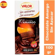 Chocolate Amargo Valor Trozos de Naranja Sin Azúcar 70% Cacao 100 g