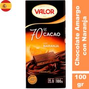 Chocolate Amargo Valor Con Naranja 70% Cacao 100 g