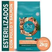 Alimento Gato Adulto Purina One Esterilizado Pollo y Salmón 2 kg