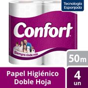 Papel Higiénico Confort Doble Hoja 50 m 4 un.